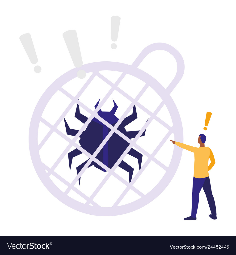 Man using bug animal with sphere planet Royalty Free Vector Man using bug animal with sphere planet Royalty Free Vector