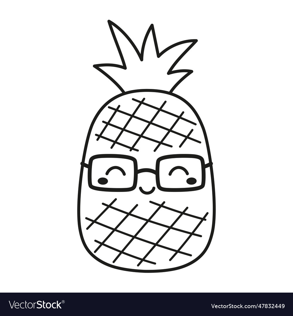 Pineapple character in contouring Royalty Free Vector Image