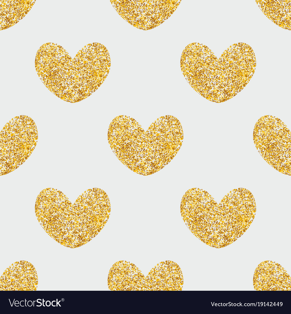 Tile pattern with golden hearts on grey background