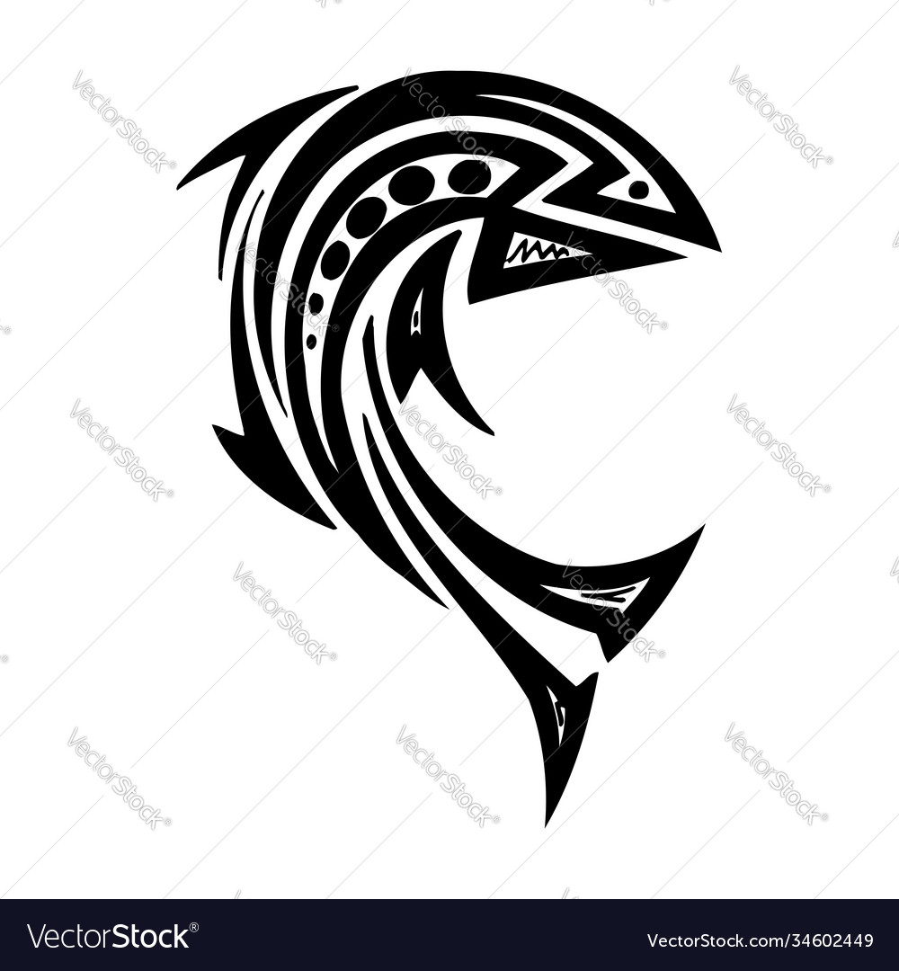 Tribal fish - sea monster svg digital download