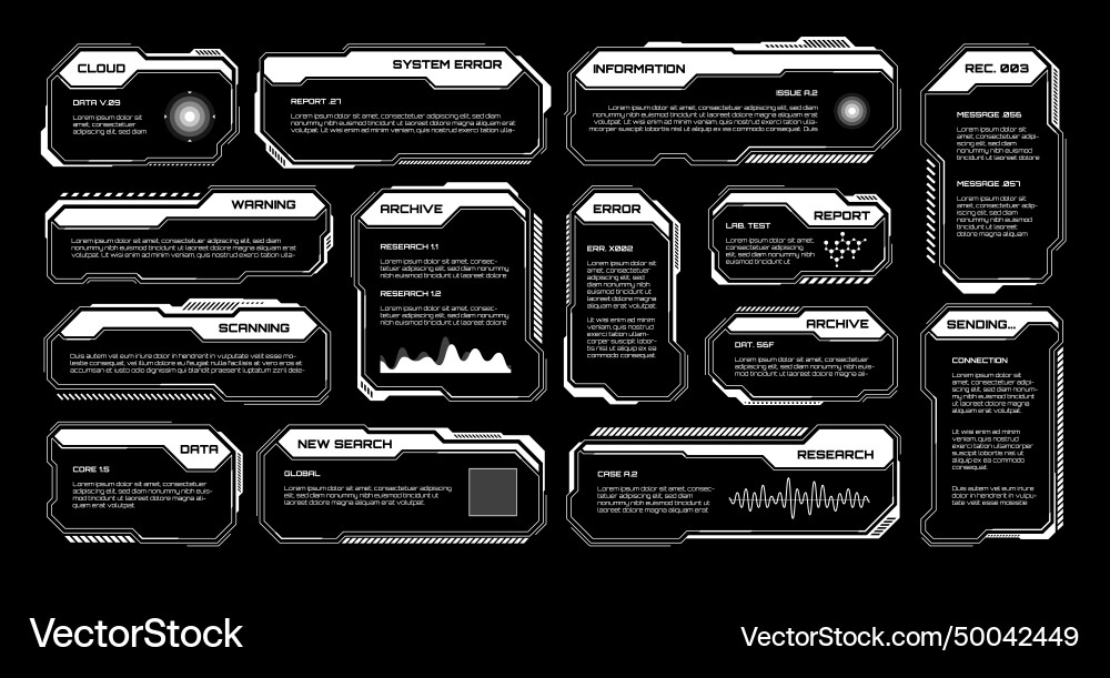 White futuristic hud ui elements sci-fi user Vector Image