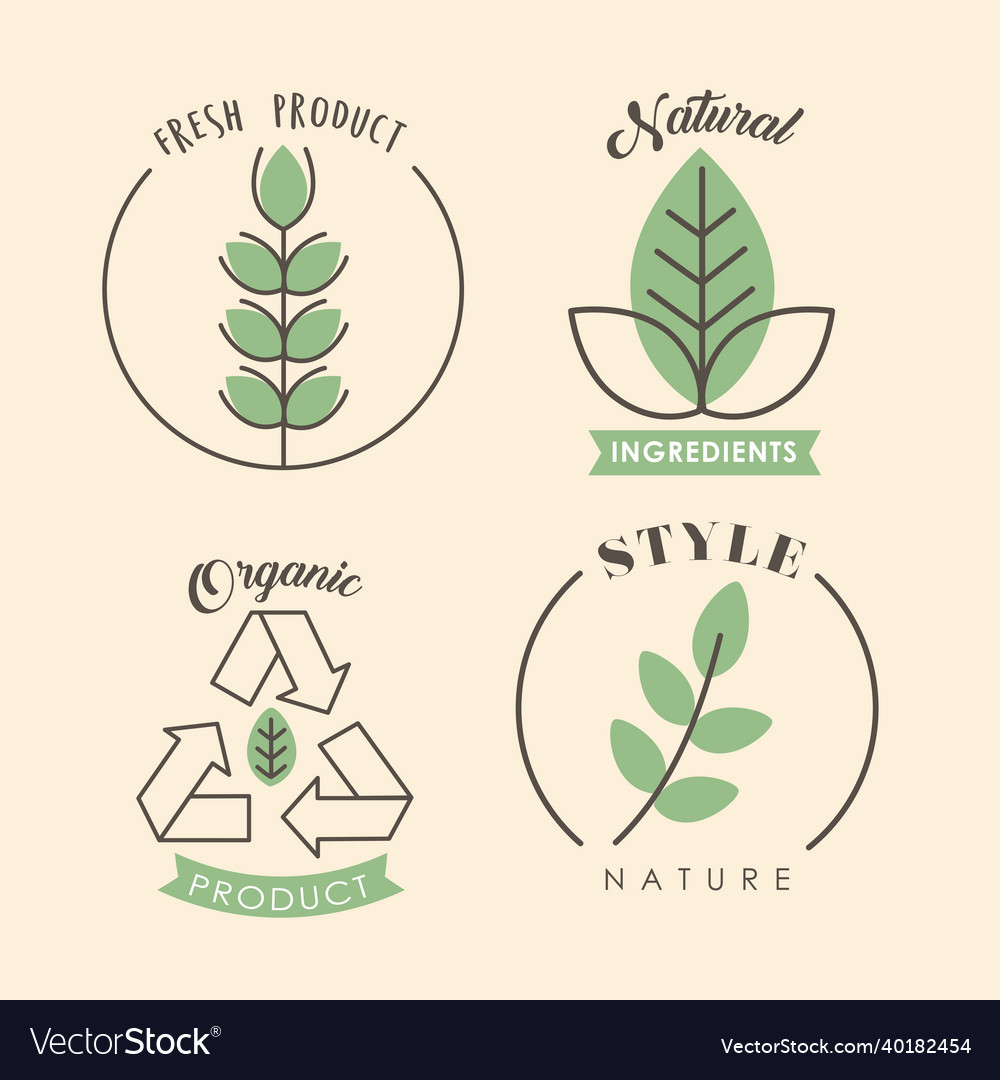 Four natural labels Royalty Free Vector Image - VectorStock