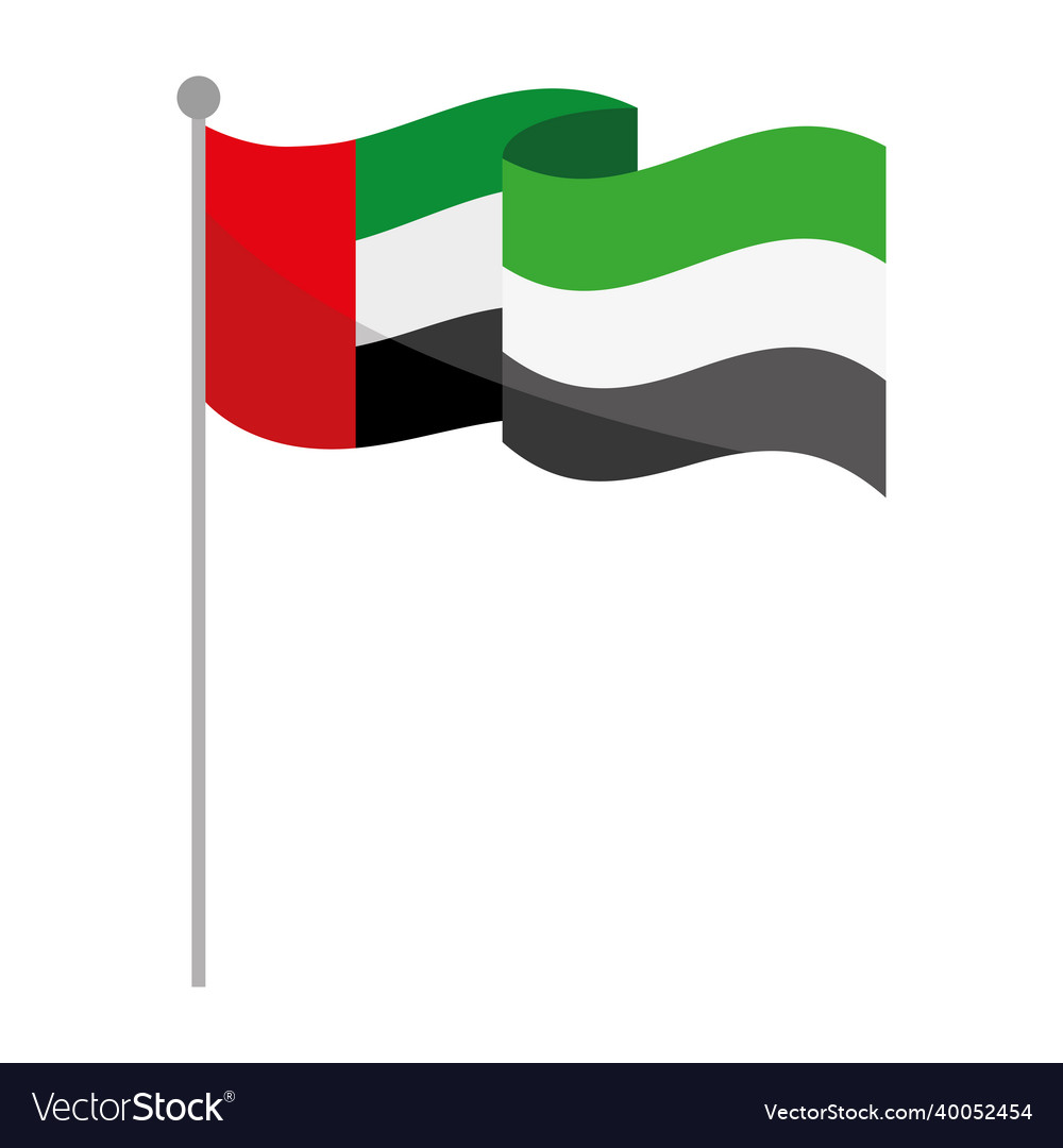 Uae flag in pole Royalty Free Vector Image - VectorStock