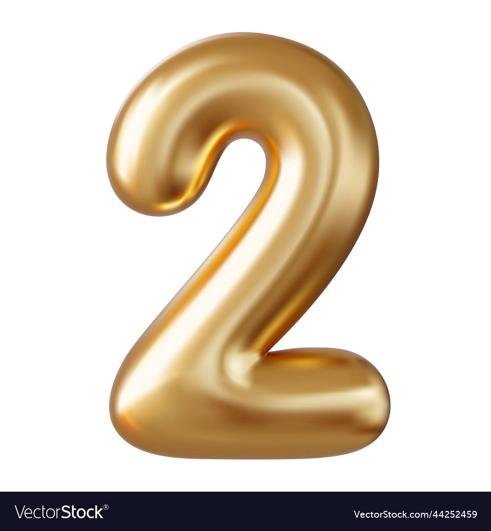 3d number 2 two number sign red color Royalty Free Vector