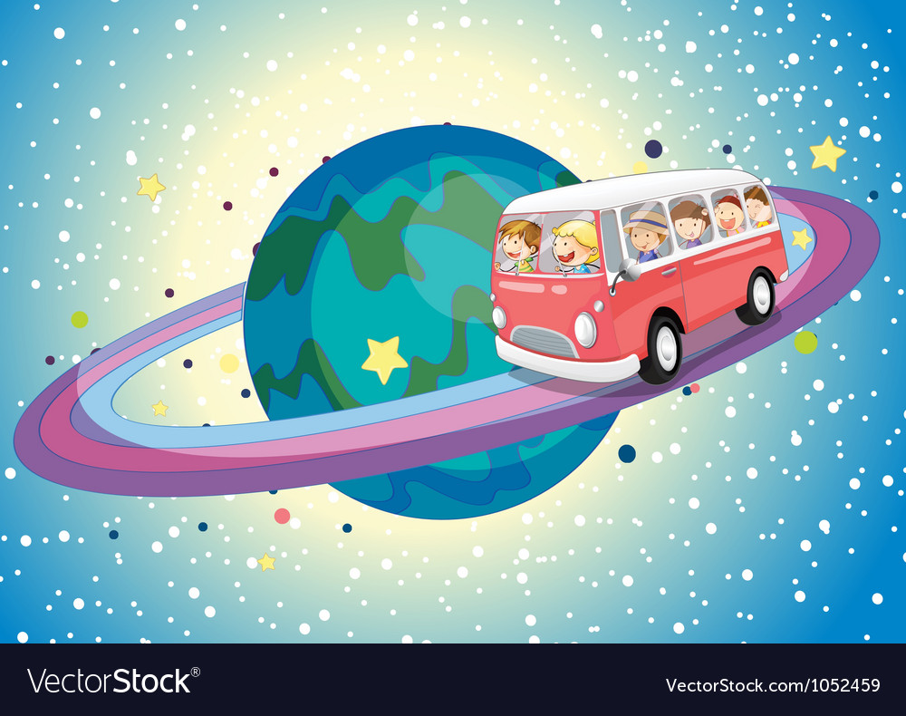 Bus on planet Royalty Free Vector Image - VectorStock