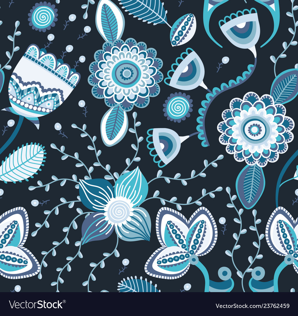 Floral seamless pattern folk style Royalty Free Vector Image