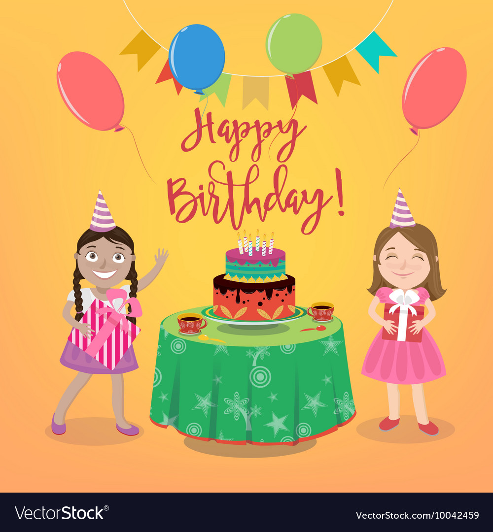 Happy birthday greeting card with cake Royalty Free Vector