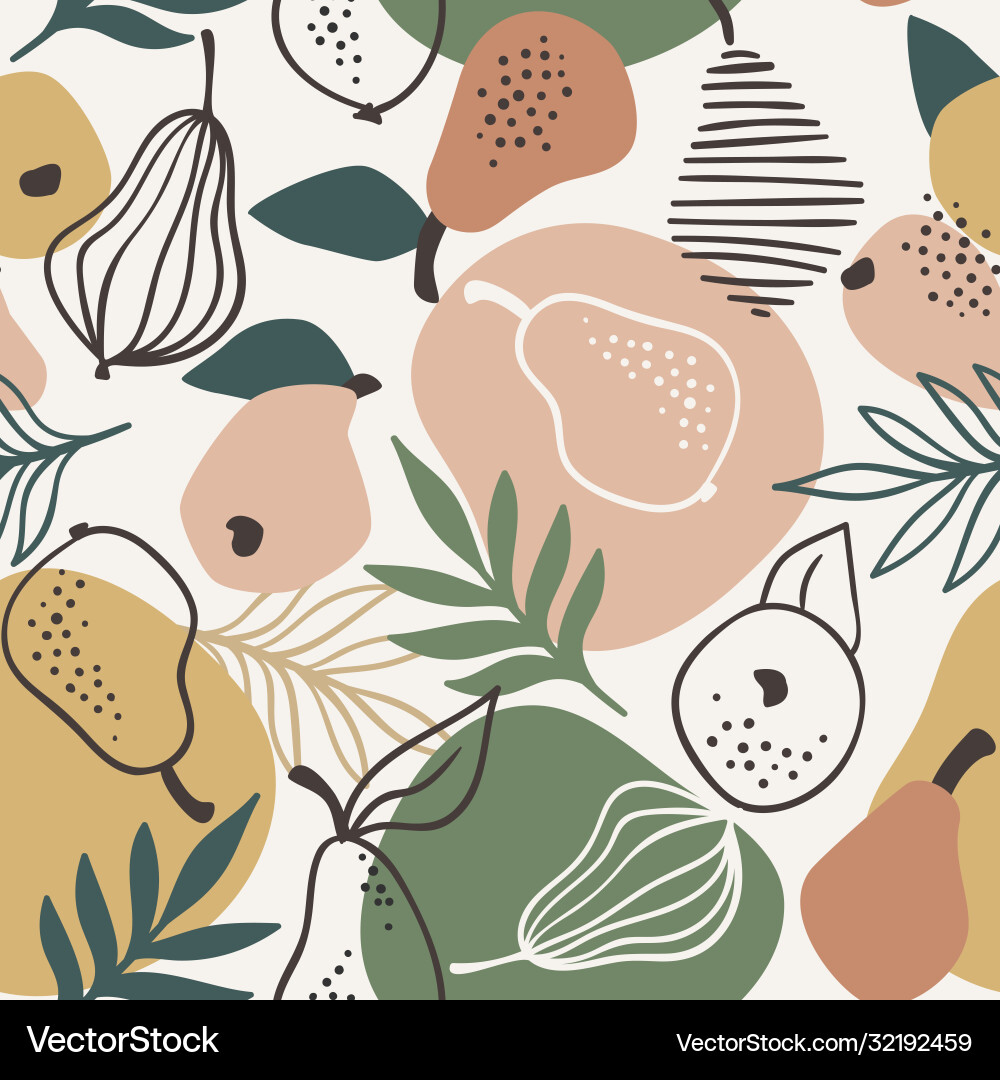 Seamless pattern with simple pears trendy Vector Image