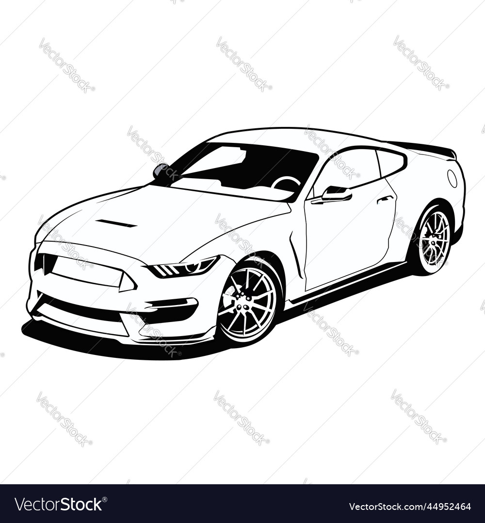 American Muscle Car Black And White Design Vector Image