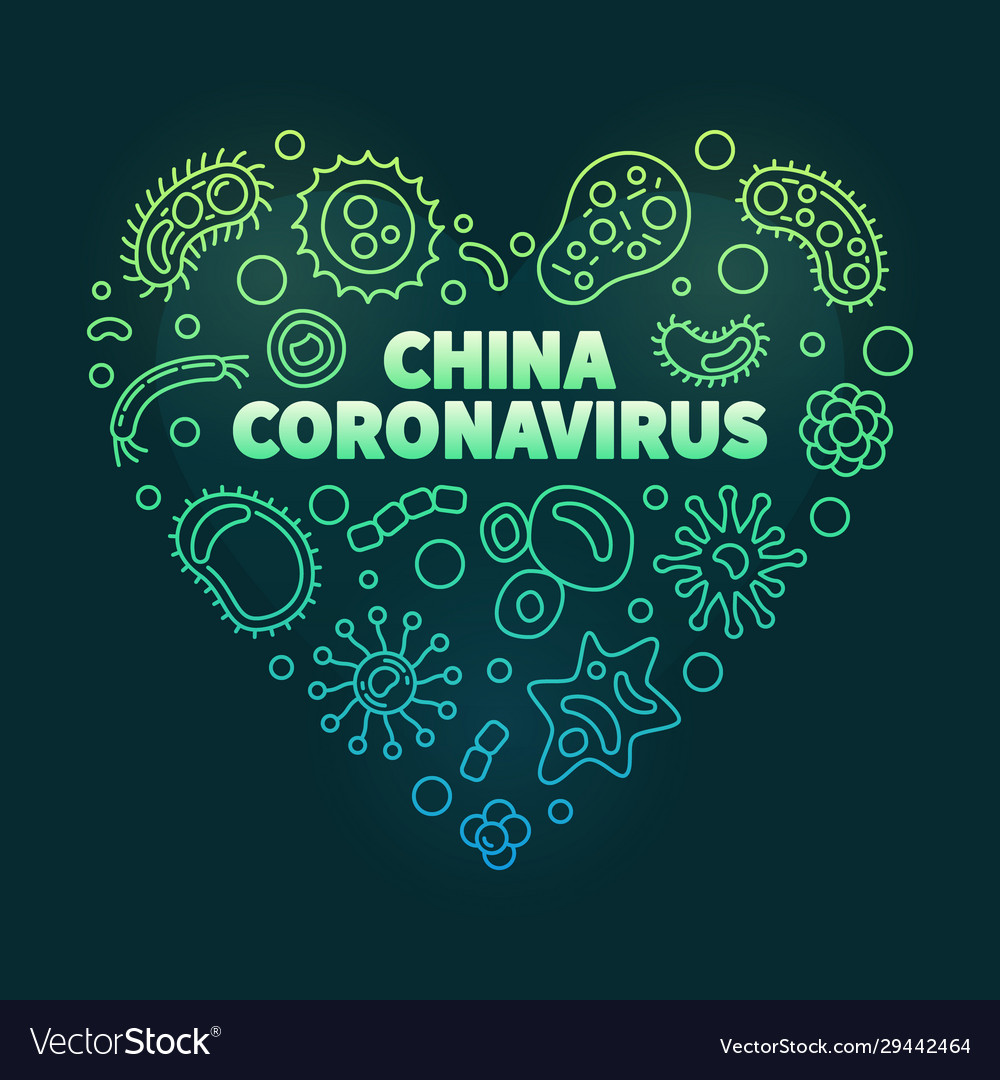 China Coronavirus Herz Umriss grün