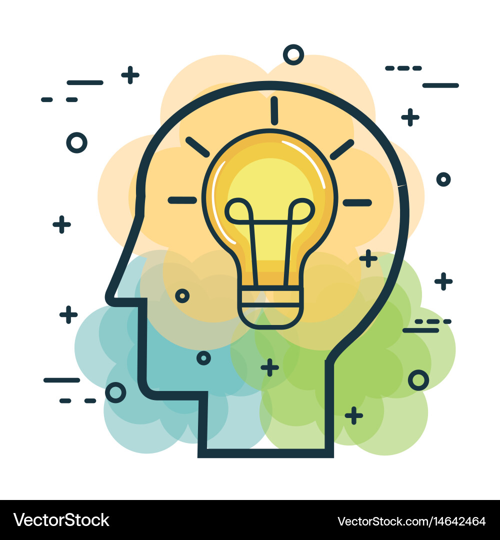 Creative profile and brain Royalty Free Vector Image