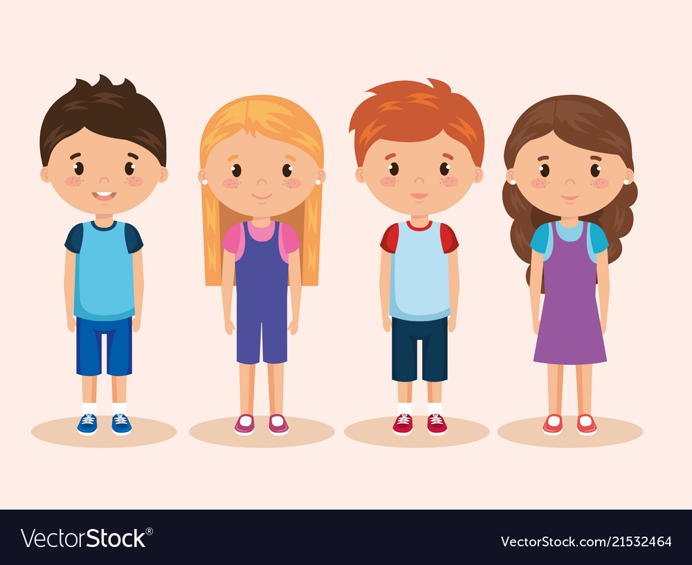 Cute and little kids group Royalty Free Vector Image