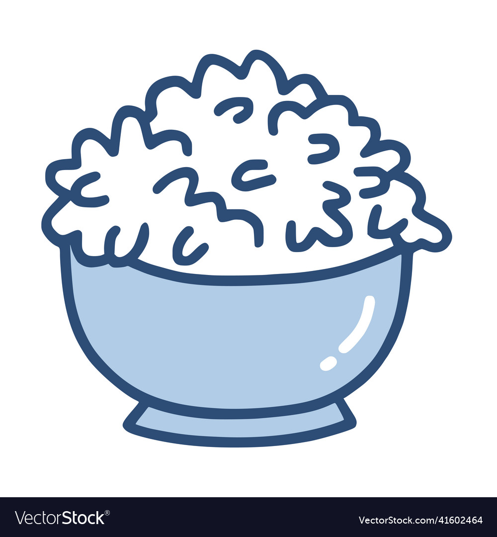 Rice bowl doodle drawing hand drawn line Vector Image