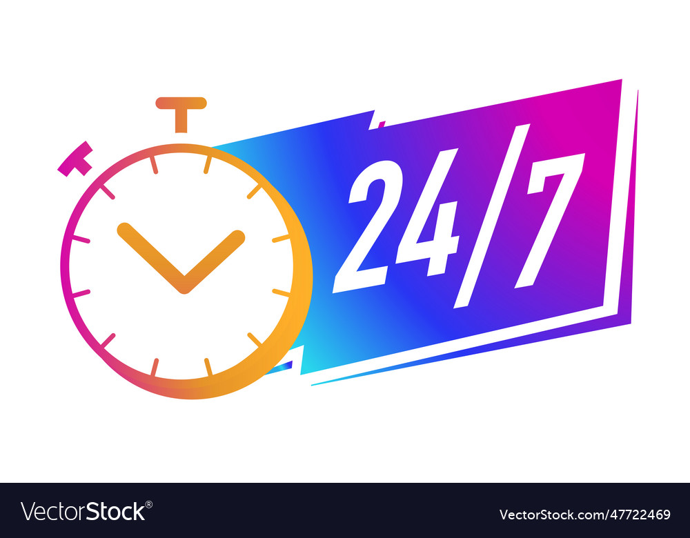24 hours timer symbol gradient color style Vector Image