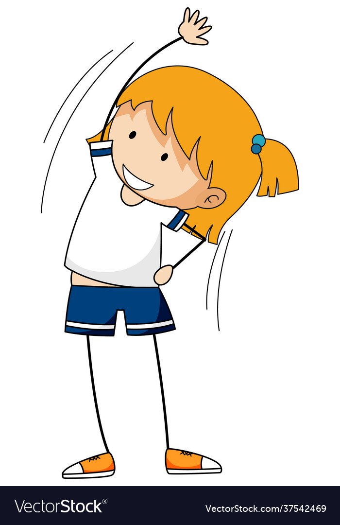 Cute girl working out doodle cartoon character Vector Image