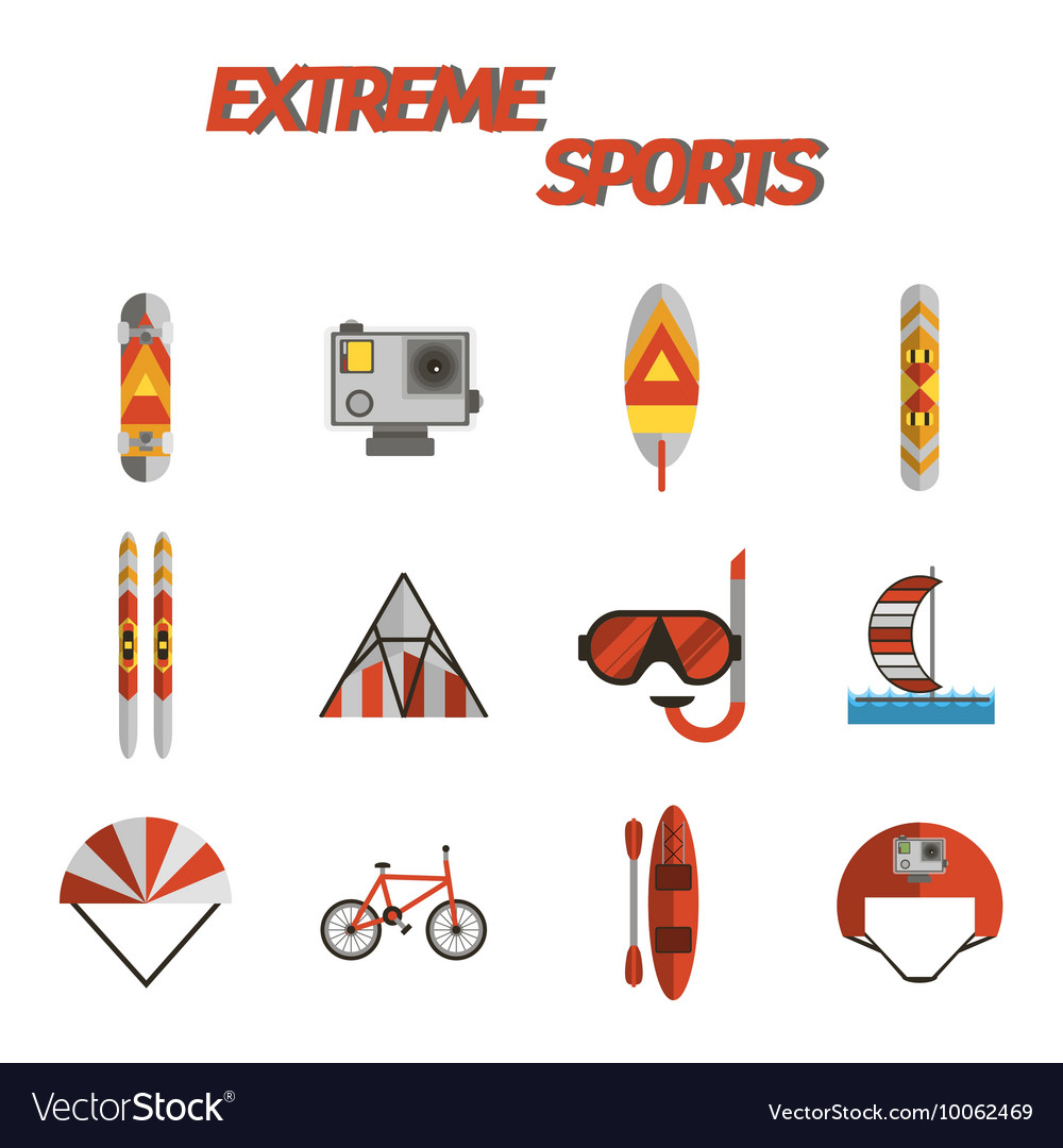 Extreme sports flat icon set Royalty Free Vector Image