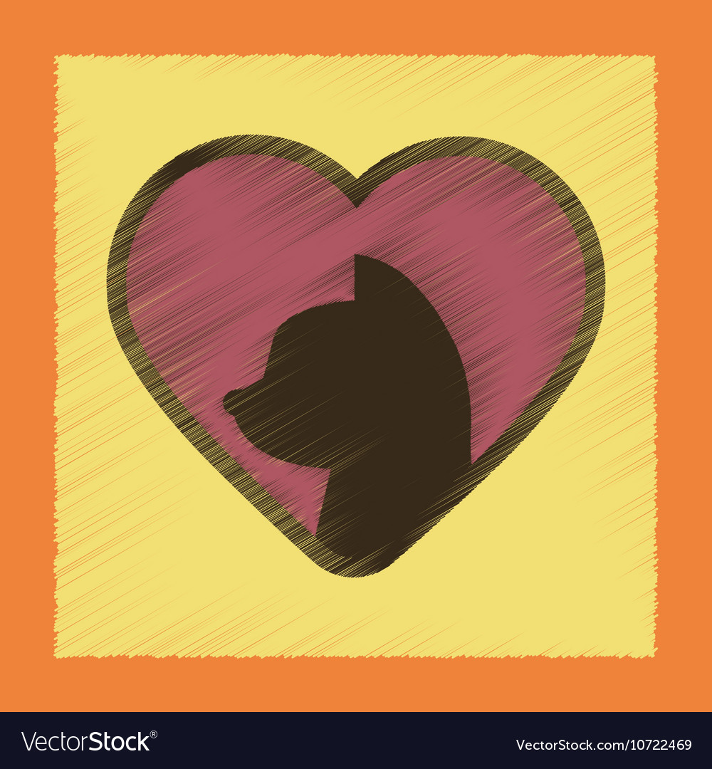 Flat shading style icon cat heart