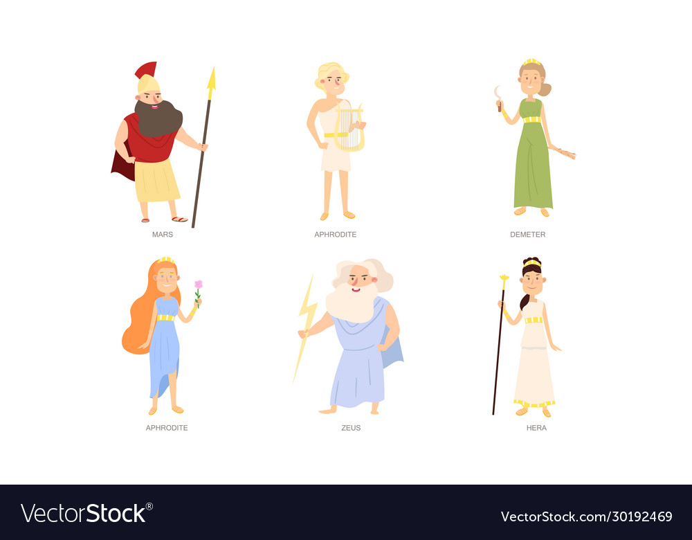 Greek gods and goddesses in special traditional Vector Image