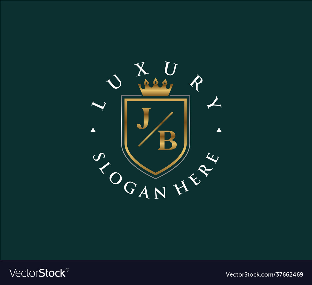 Initial jb letter royal luxury logo template Vector Image