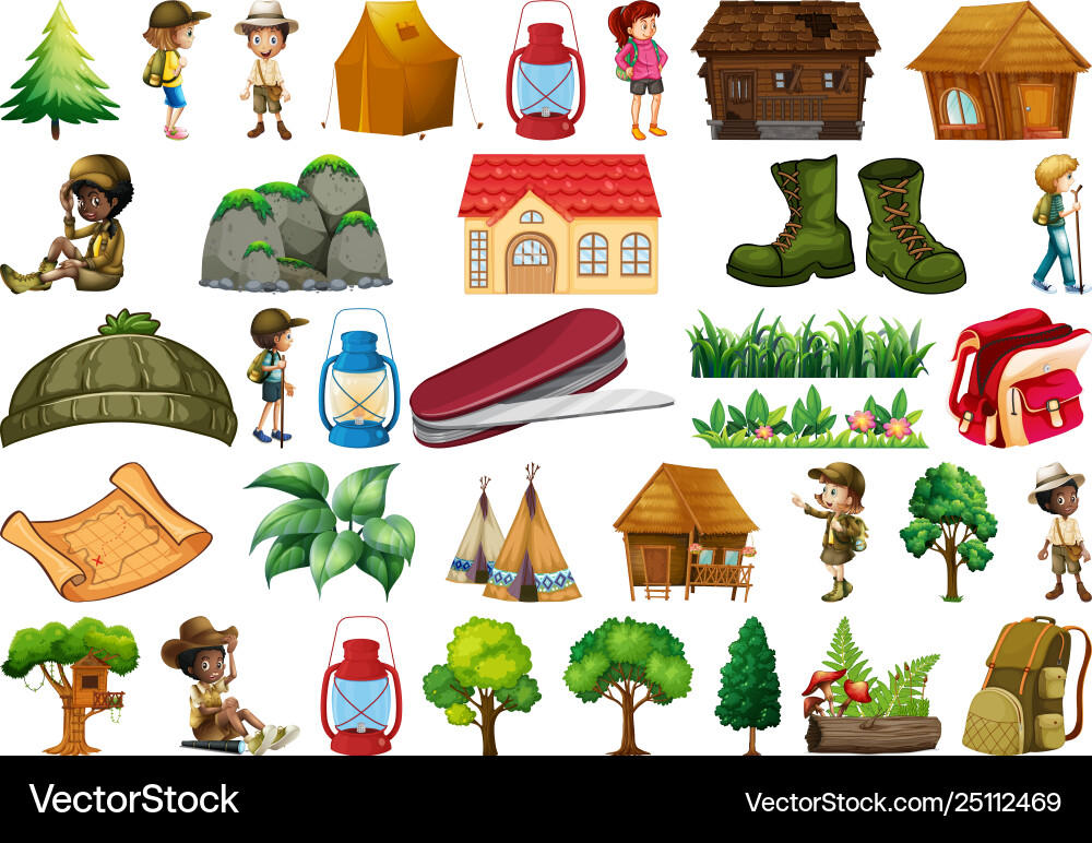 Set camping element Royalty Free Vector Image - VectorStock