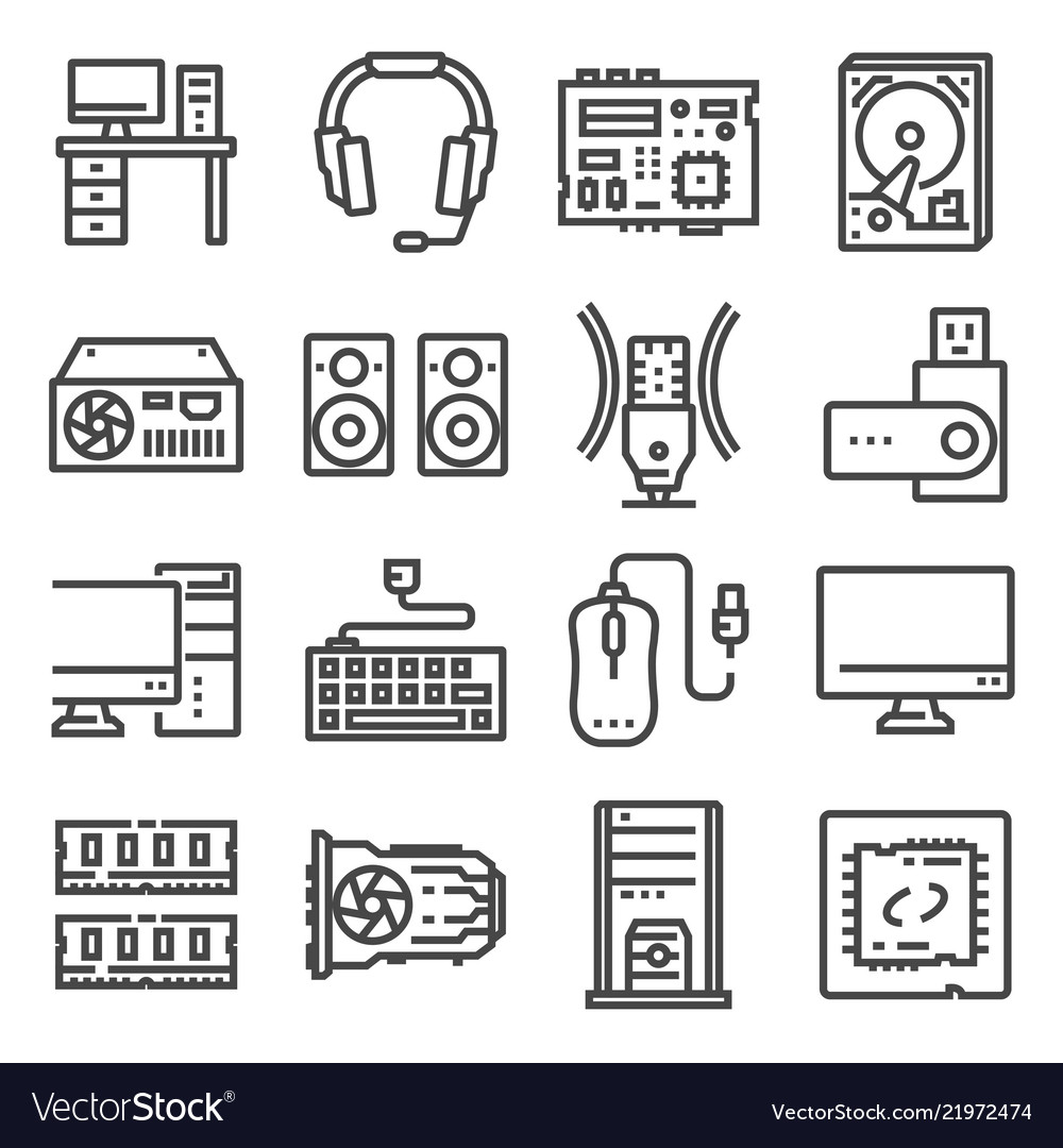 Computer accessories pc equipment Royalty Free Vector Image