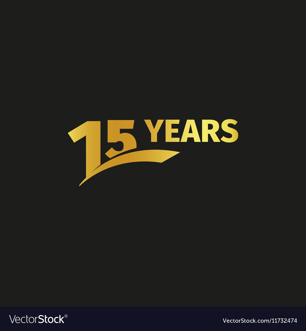 Isolated abstract golden 15th anniversary logo