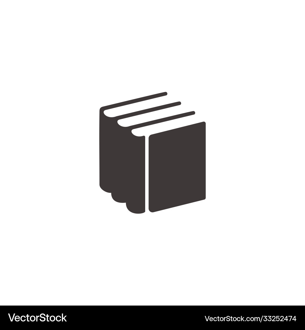 Simple geometric book stack negative space symbol Vector Image