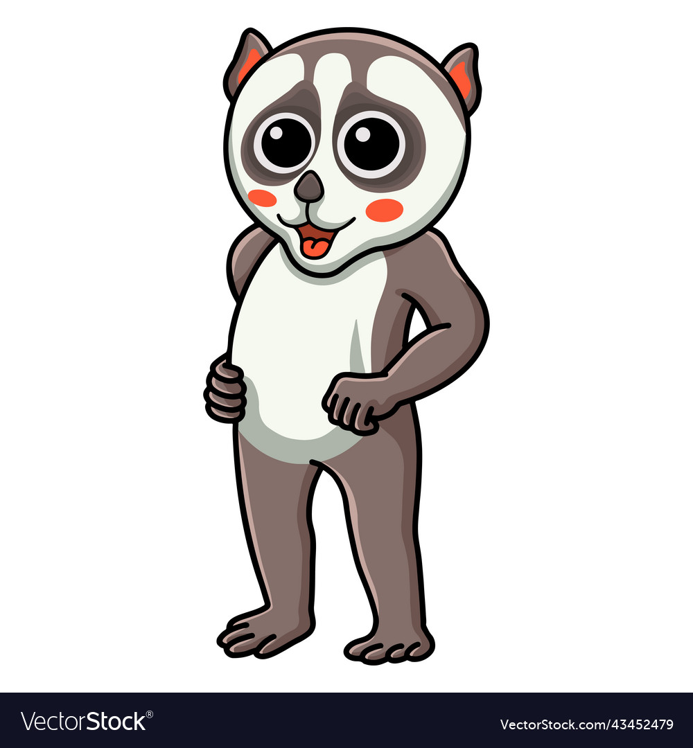 Cute little loris cartoon standing Royalty Free Vector Image