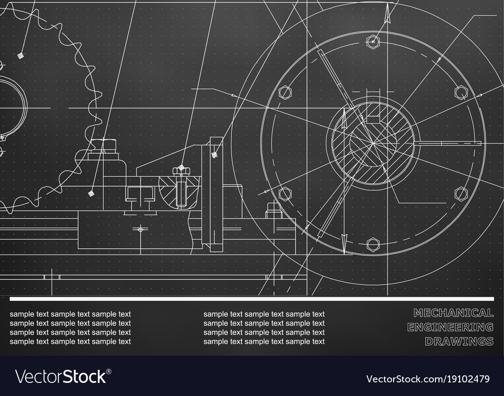 Drawing mechanical drawings on a black background Vector Image