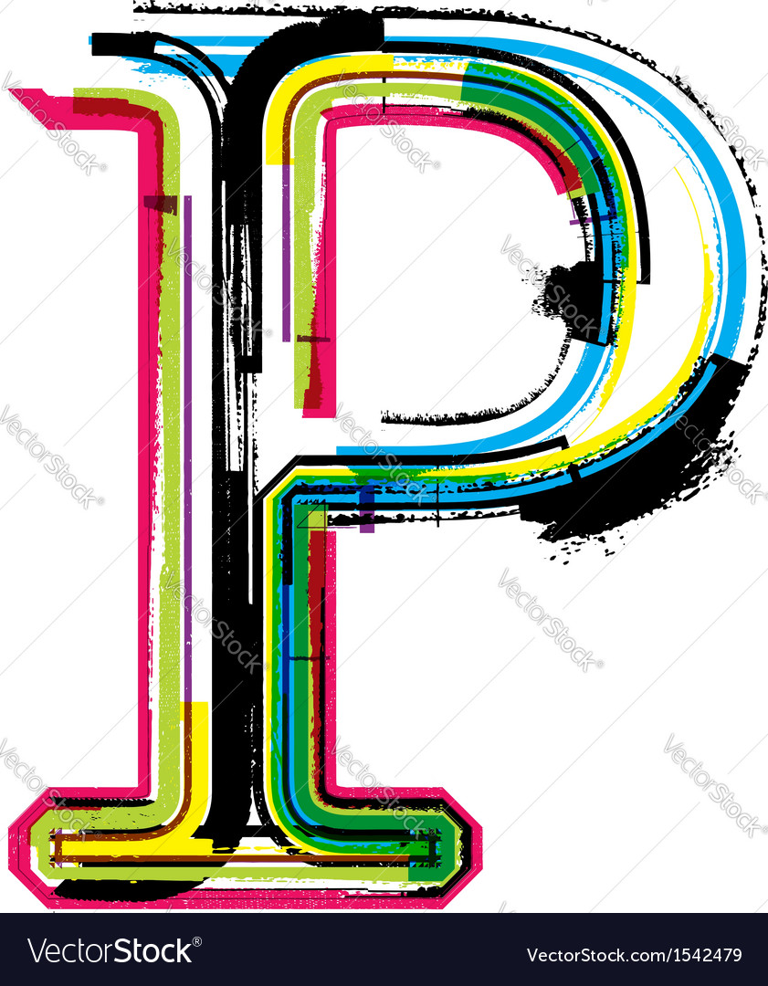 Grunge Colorful Font Letter P Royalty Free Vector Image