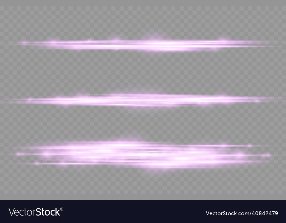 Horizontal violet light rays flash purple line Vector Image