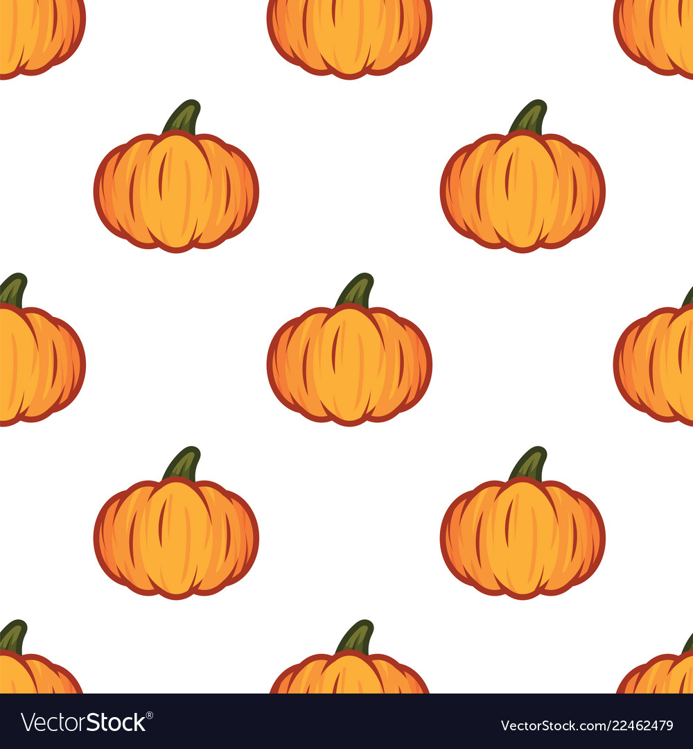 Orange pumpkin halloween pattern on white Vector Image