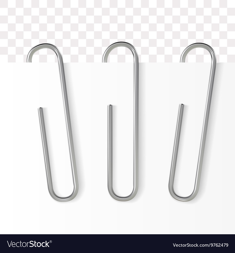 Realistic paper clip metallic fastener Royalty Free Vector
