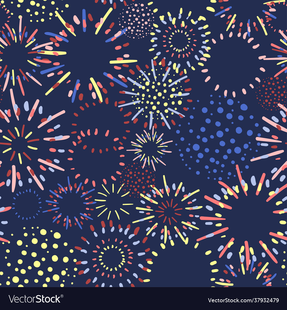 Seamless colorful background with fireworks Vector Image