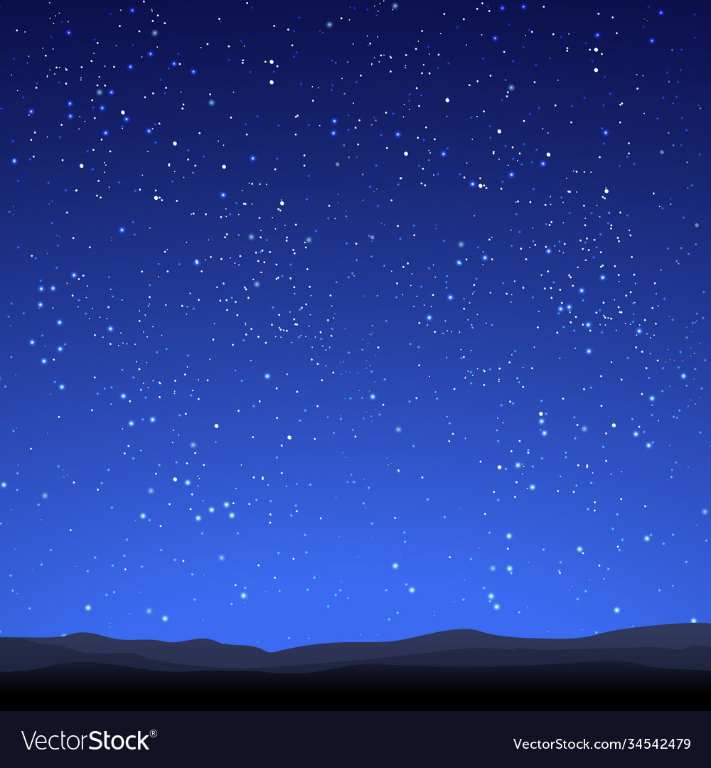 Starry black and blue sky with flying comets Vector Image