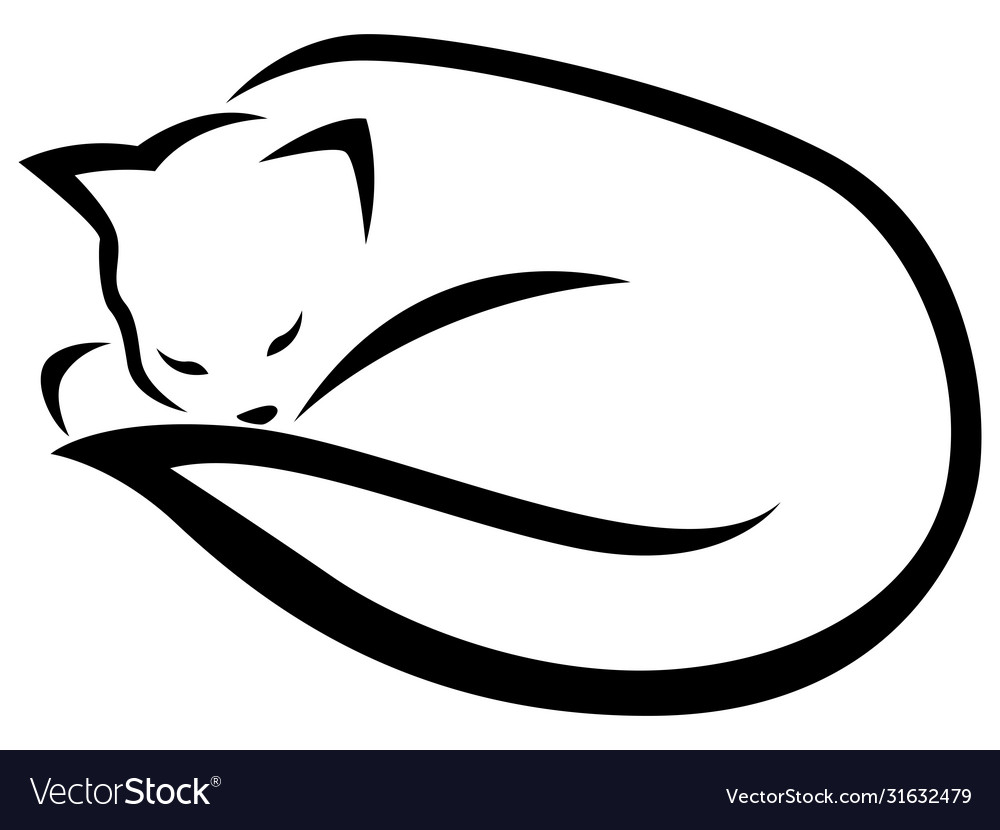 Stylized lying black cat Royalty Free Vector Image