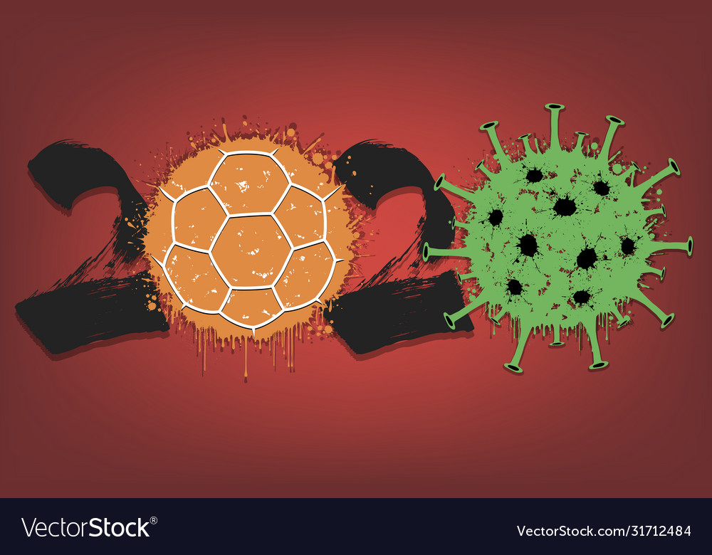 2020 and coronavirus sign with handball ball Vector Image