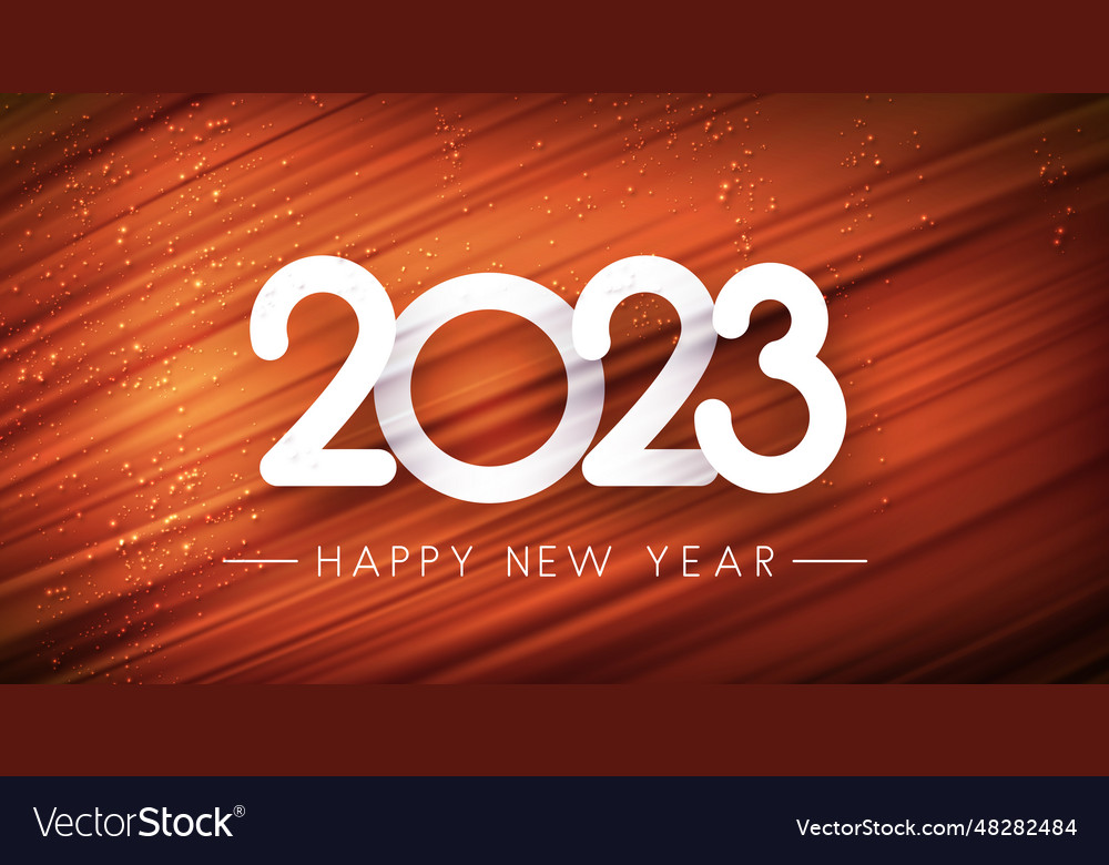 2023 on orange brush strokes background Royalty Free Vector