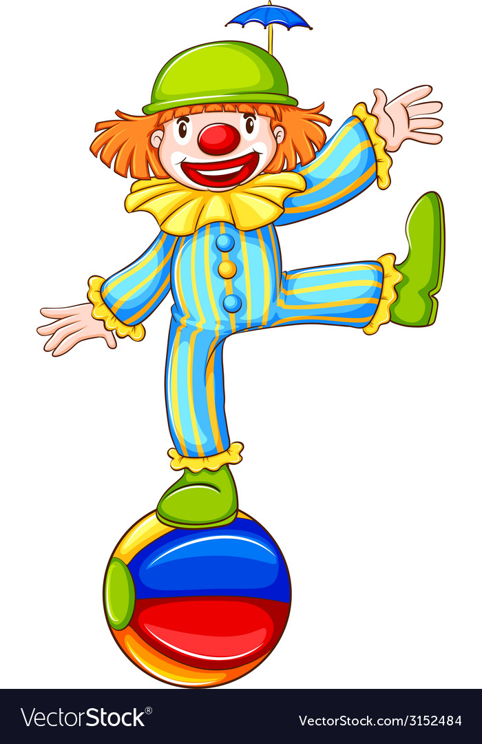 A sketch of clown balancing above the ball Vector Image