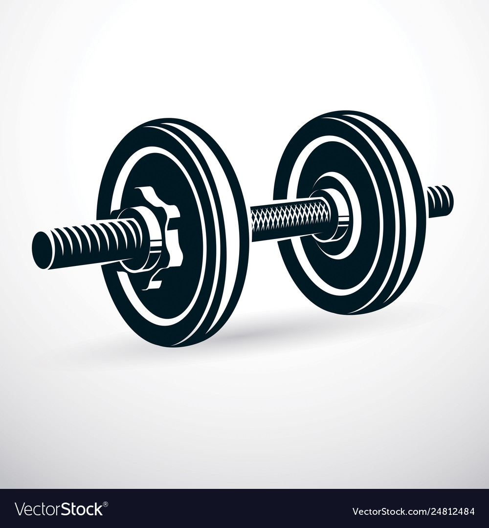 Dumbbell isolated on white with disc weight sport Vector Image