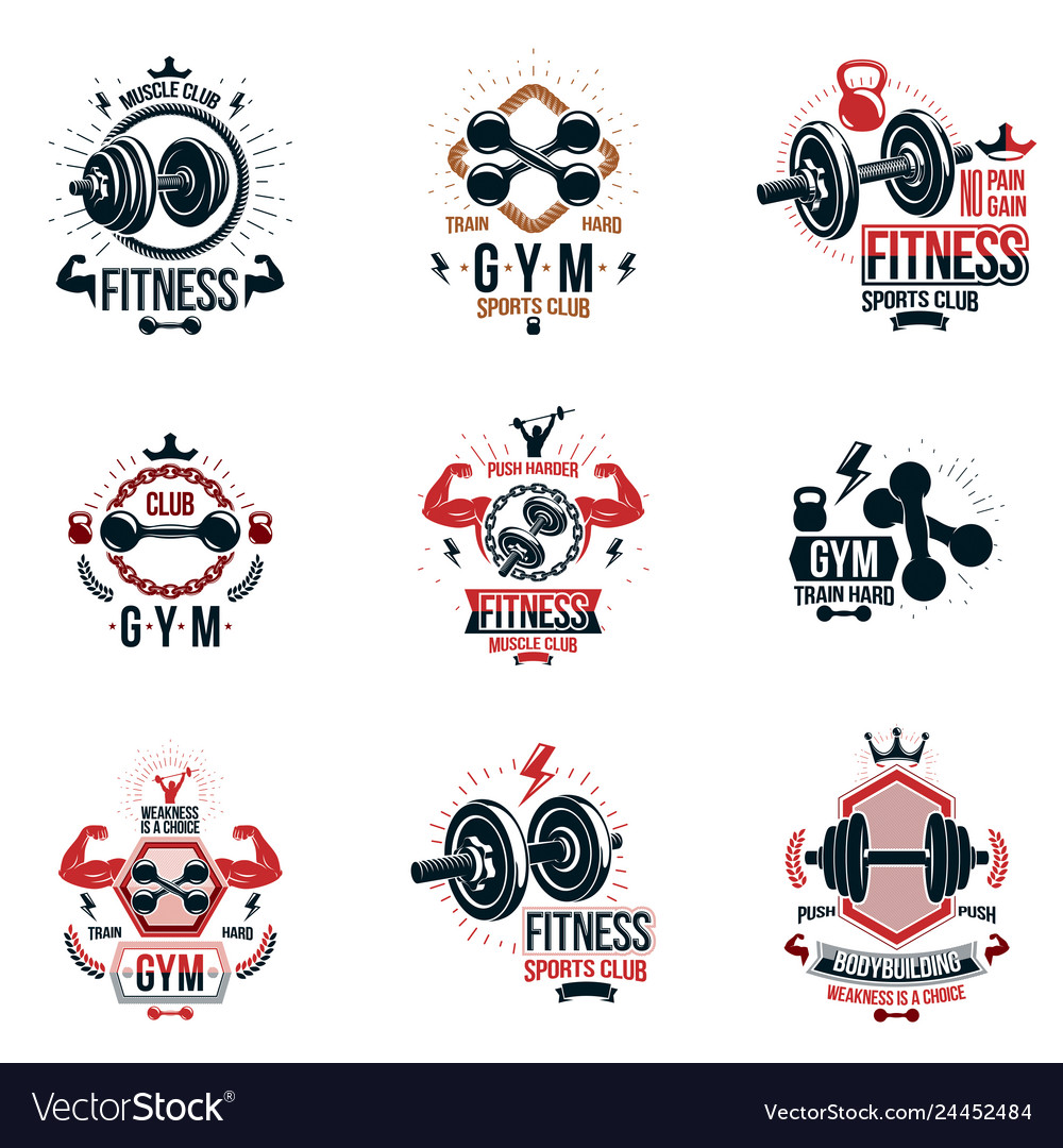 Heavy load power lifting theme logotypes Vector Image