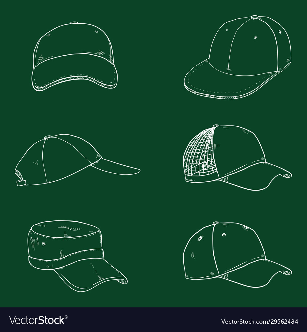 Set chalk sketch baseball caps