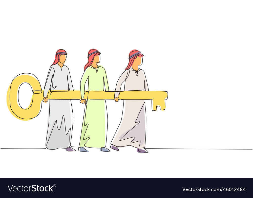 Single one line drawing problem solving team Vector Image