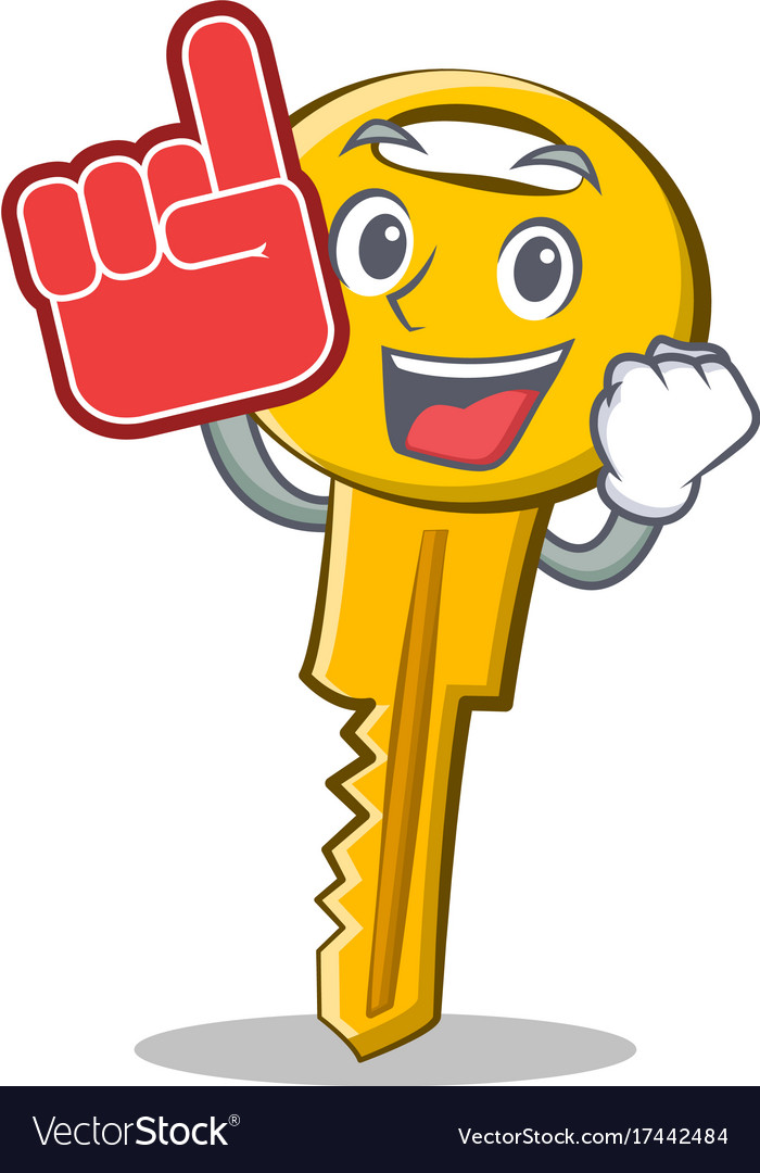 With foam finger key character cartoon style Vector Image