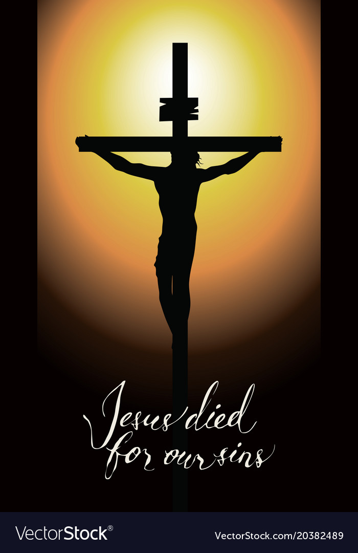 Cross With Crucified Jesus Christ In The Sunset Vector Image   Cross With Crucified Jesus Christ In The Sunset Vector 20382489 