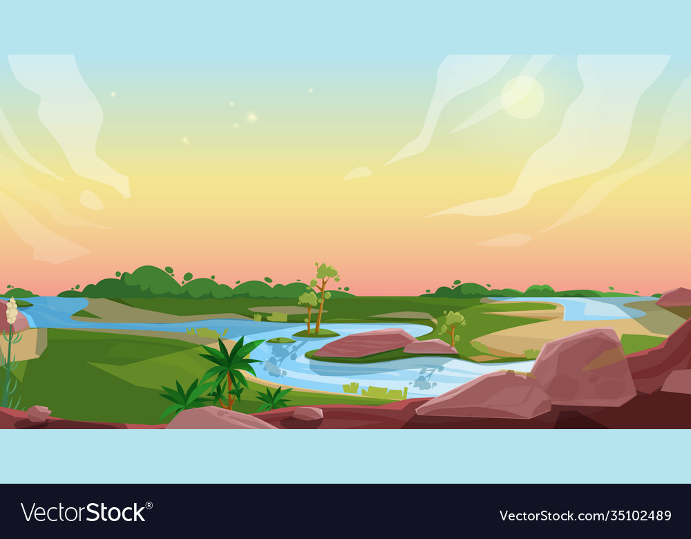 Game nature landscape cartoon background Vector Image Game nature landscape cartoon background Vector Image
