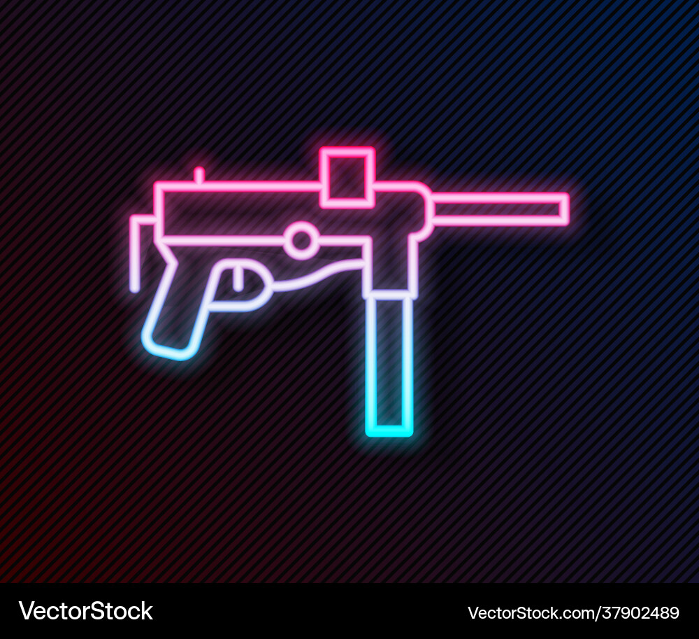 Glowing neon line submachine gun m3 grease gun Vector Image