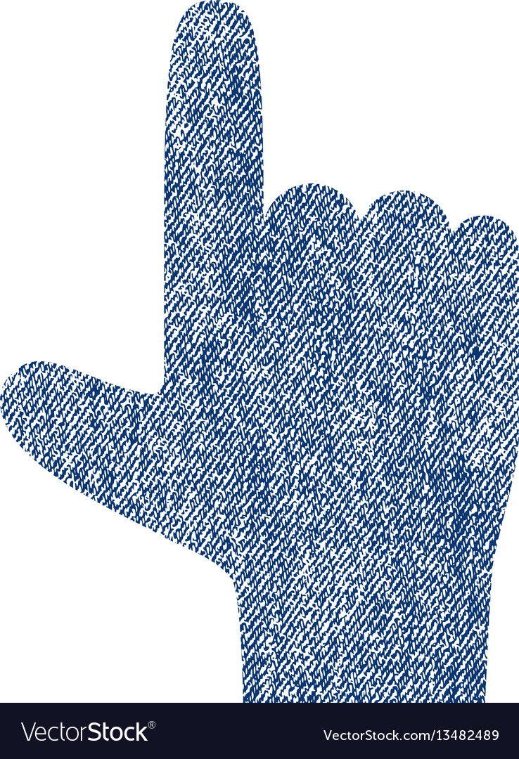 Hand pointer up fabric textured icon