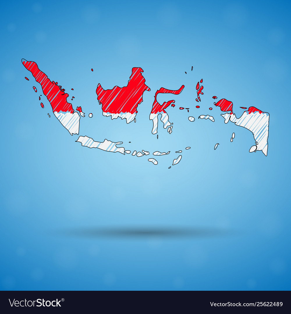 Scribble map indonesia sketch country map Vector Image