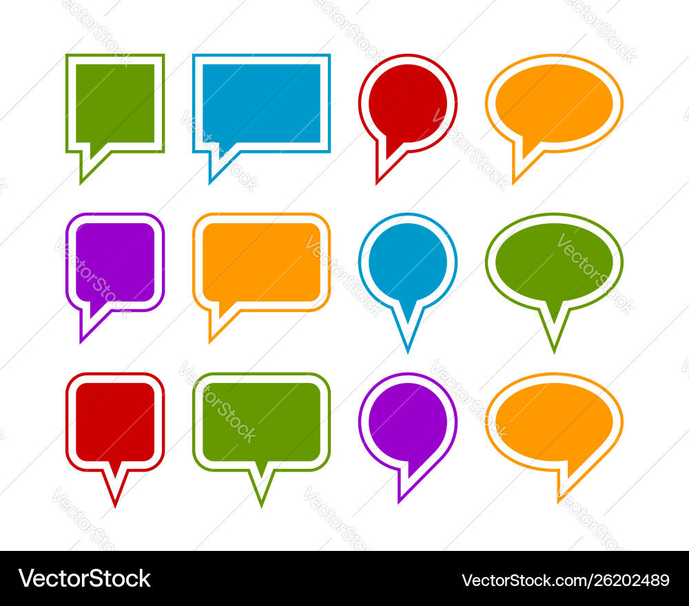 Set talk bubbles speech blank empty bubble icon Vector Image